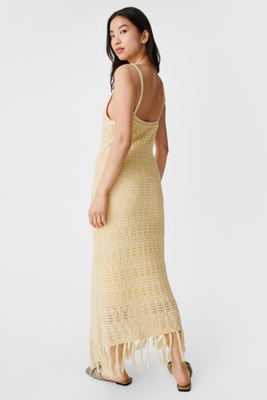 Women - Knitted dress - light yellow