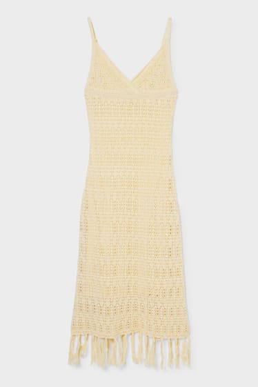 Women - Knitted dress - light yellow