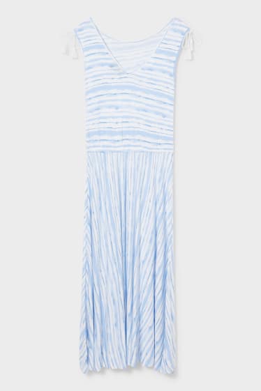 Femmes - Robe à la coupe évasée - rayée - blanc / bleu clair