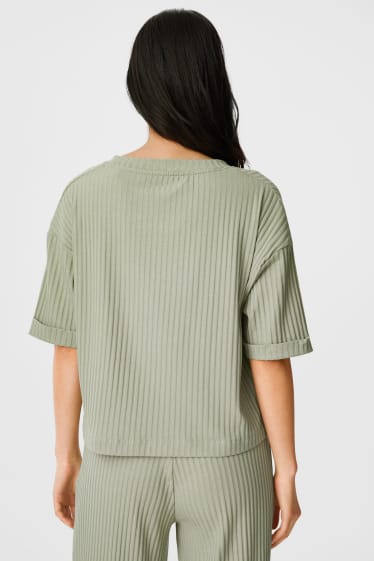 Femmes - T-shirt basique - rayé - vert