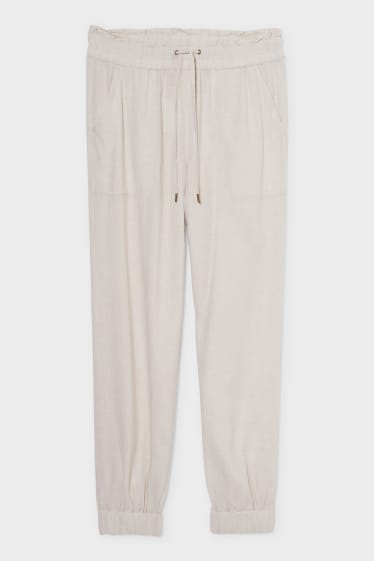 Donna - Pantaloni di stoffa - misto lino - beige