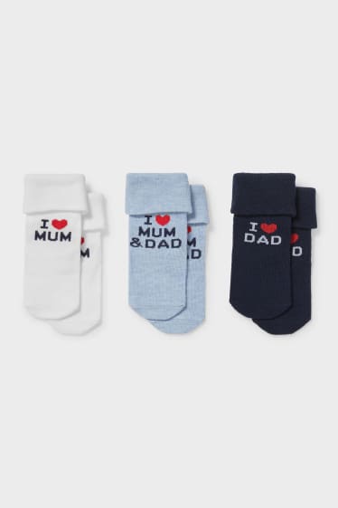 Bébés - Lot de 3 - chaussettes pour bébé - blanc / bleu clair