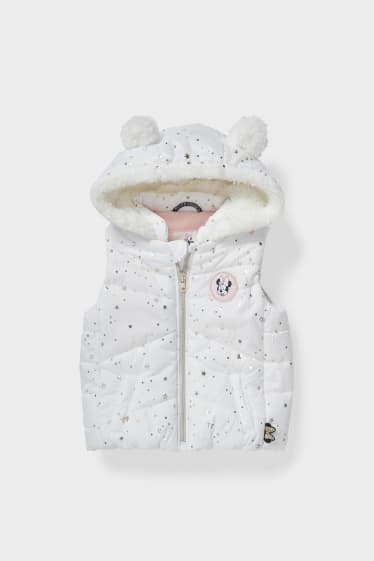 Babies - Minnie Mouse - baby quilted gilet with hood - white