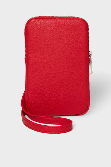 Dames - Smartphonetasje - imitatieleer - rood