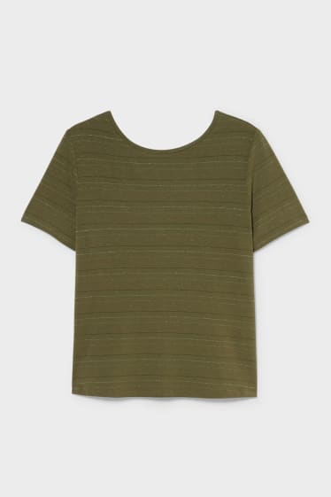 Women - ONLY - T-shirt - striped - dark green