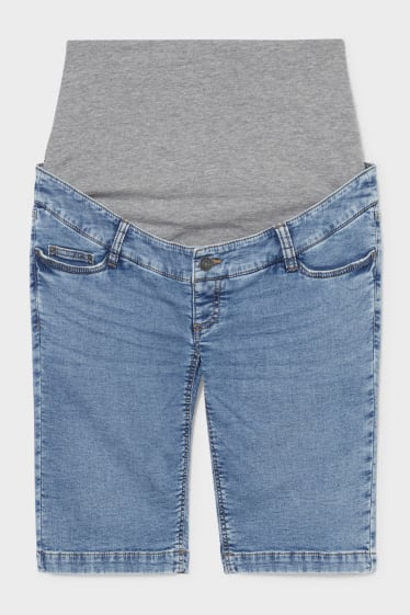 Damen - Umstandsjeans - Jeans-Bermudas - helljeansblau