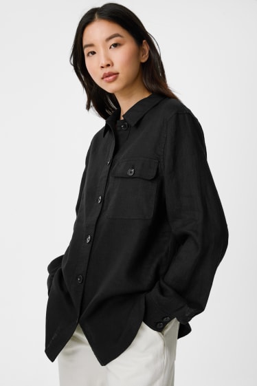 Mujer - Sobrecamisa de lino - negro