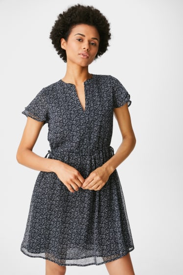 Women - Fit & flare dress - floral - dark blue