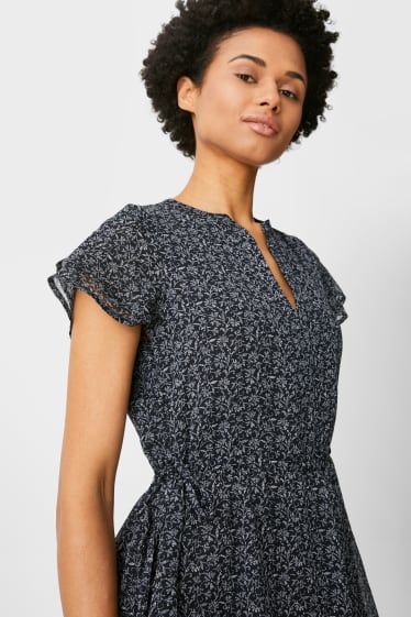 Femei - Rochie fit & flare - cu flori - albastru închis