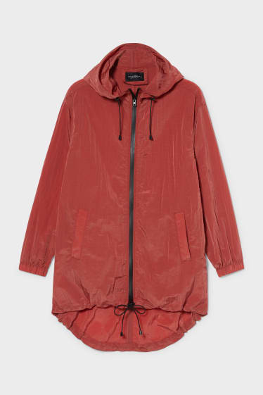 Women - Coat with hood - red