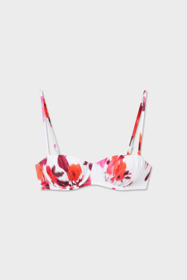 Women - Underwire bikini top - padded - floral - white / red