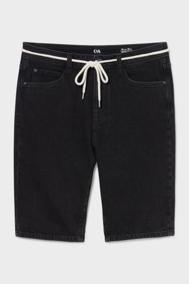 Damen - Jeans-Bermudas mit Gürtel - schwarz