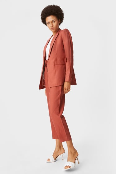 Women - Linen trousers - terracotta