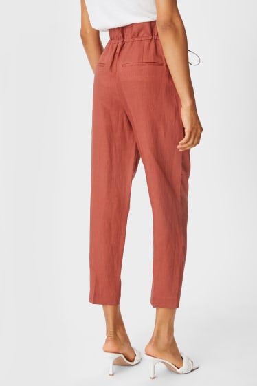 Women - Linen trousers - terracotta