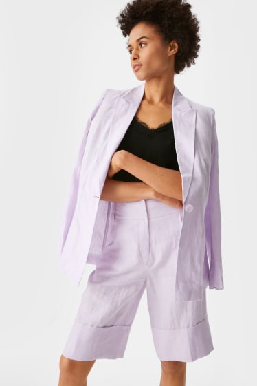 Women - Linen bermudas - lilac