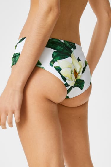 Femmes - Bas de bikini - taille mi-haute - vert foncé / blanc