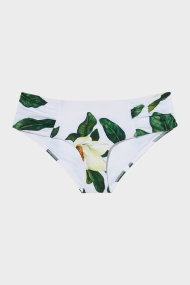 Femmes - Bas de bikini - taille mi-haute - vert foncé / blanc