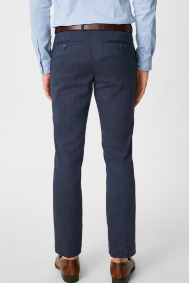Uomo - Pantaloni coordinabili - misto lino - a righe - blu scuro