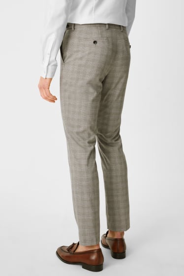 Hommes - Pantalon de costume - slim fit - stretch - à carreaux - taupe