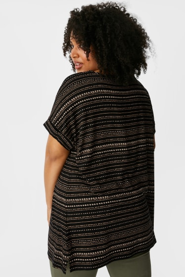 Women - T-shirt - striped - black