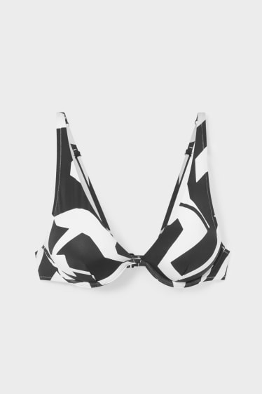 Damen - Bikini-Top mit Bügel - wattiert - Soft Touch - schwarz / weiß