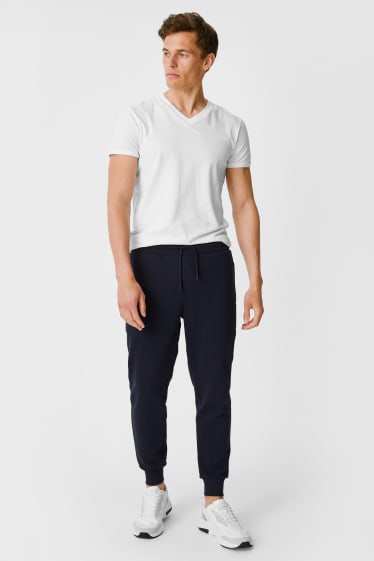Hommes - Lot de 2 - pantalon de jogging - coton bio - bleu  / noir