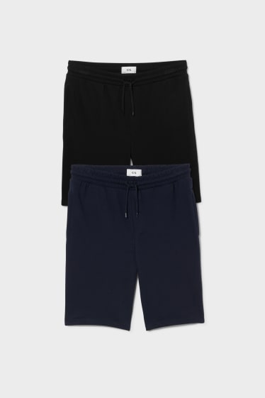 Pánské - Multipack 2 ks - teplákové šortky - modrá/černá