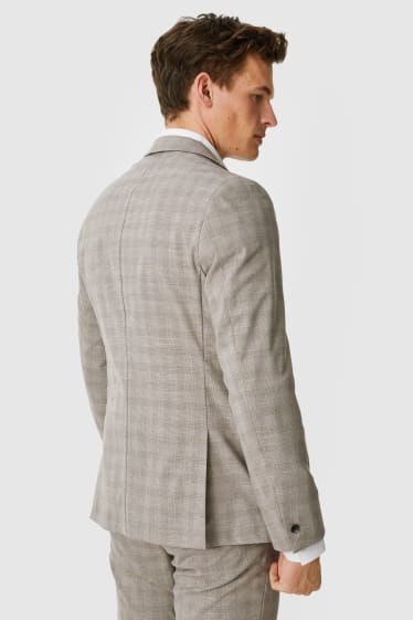 Hommes - Veste de costume - slim fit - stretch - à carreaux - gris