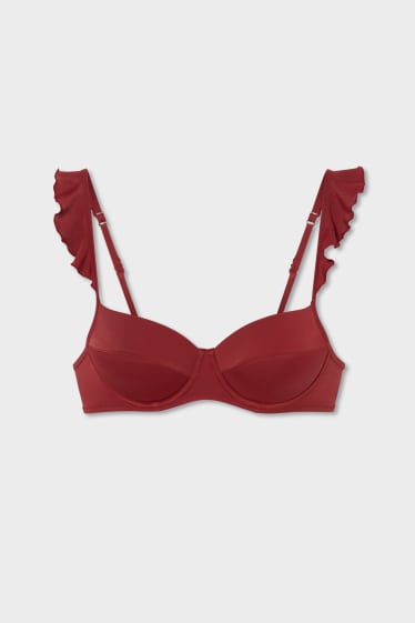 Donna - Reggiseno bikini con ferretti - imbottito - rosso scuro