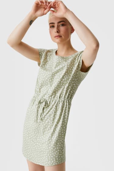 Dámské - ONLY - tričkové šaty - s květinovým vzorem - světle zelená
