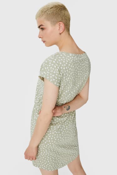 Dámské - ONLY - tričkové šaty - s květinovým vzorem - světle zelená