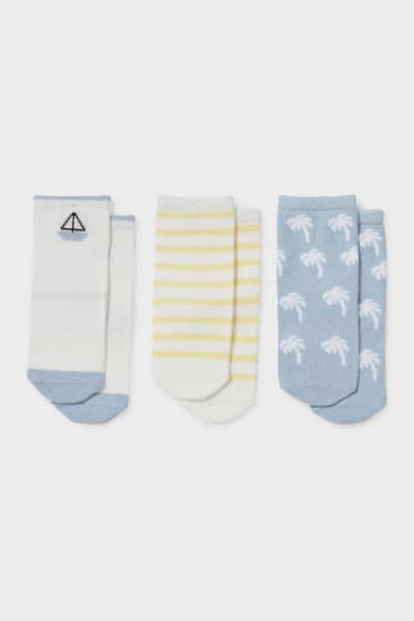 Baby Buben - Multipack 3er - Erstlings-Socken - weiß / hellblau