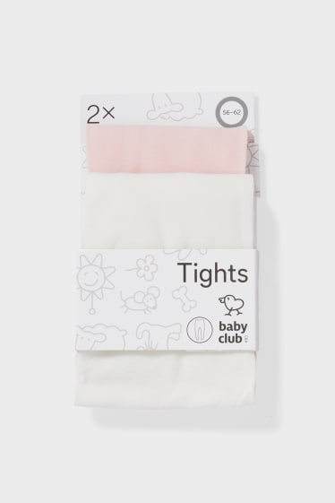 Miminka - Multipack 2 ks - punčochové kalhoty pro miminka - bílá/růžová