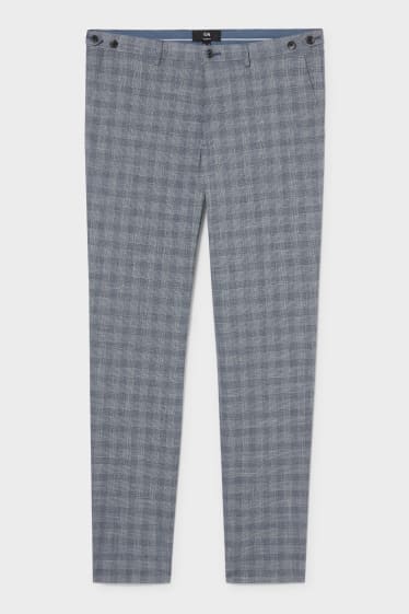 Hombre - Pantalón - slim fit - elástico - de cuadros - gris jaspeado