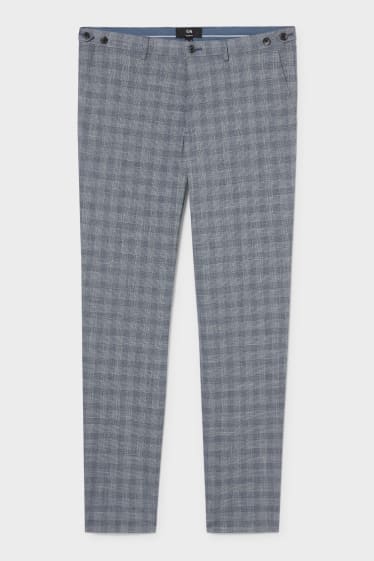 Uomo - Pantaloni coordinabili - slim fit - stretch - a quadretti - grigio melange