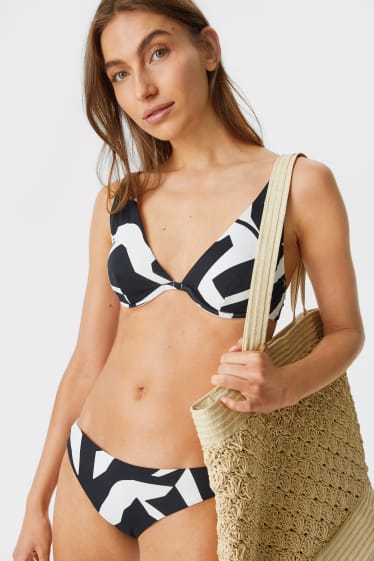 Donna - Slip bikini - a vita bassa - Soft Touch - nero / bianco