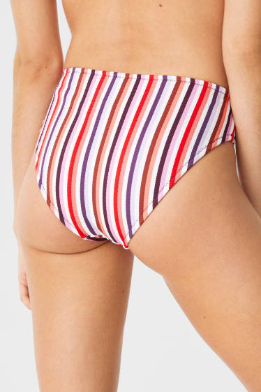 Women - Bikini bottoms - mid rise - striped - pink / red