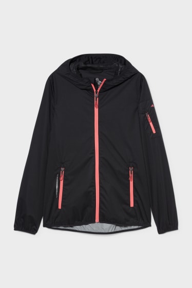 Women - Softshell jacket with hood - foldable - black