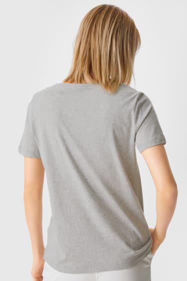 Damen - T-Shirt - Glanz-Effekt - hellgrau-melange
