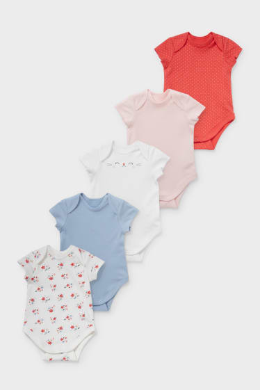 Babies - Multipack of 5 - baby bodysuit - white / red