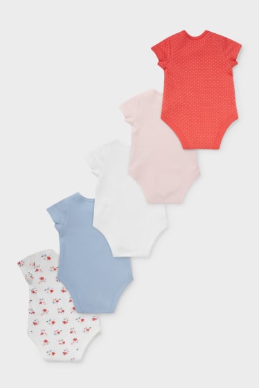 Babies - Multipack of 5 - baby bodysuit - white / red