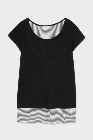 Damen - Still-T-Shirt - 2-in-1-Look - schwarz