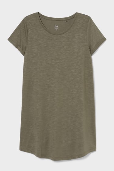 Femmes - T-shirt basique - rayé - vert foncé