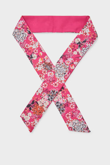 Women - Scarf - floral - dark rose