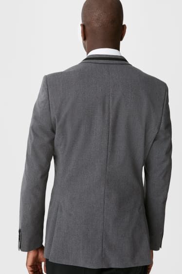 Pánské - Oblekové sako - slim fit - šedá-žíhaná