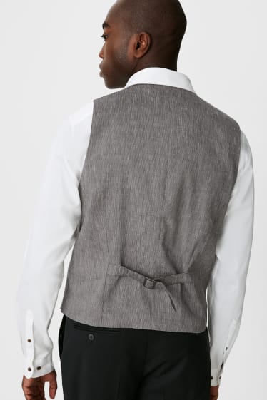 Men - Suit waistcoat - regular fit - stretch - linen blend - gray-melange