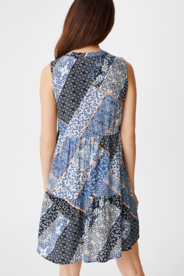 Women - A-line dress - dark blue / creme white