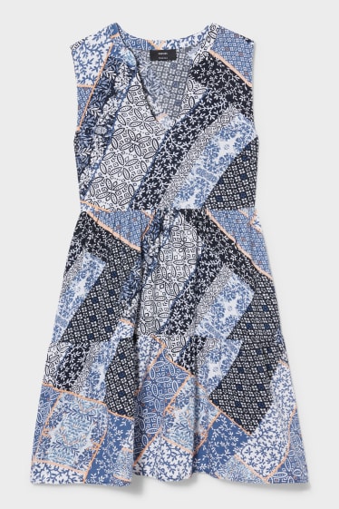 Women - A-line dress - dark blue / creme white