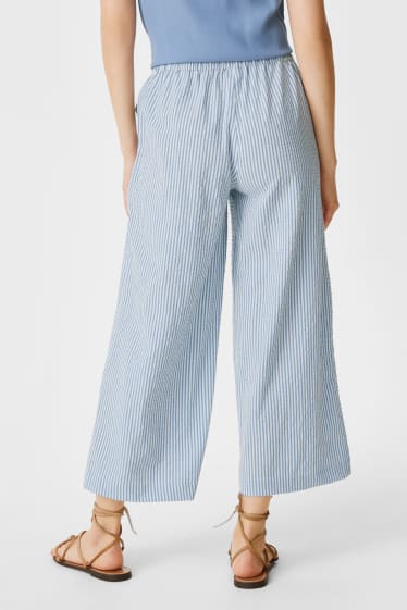 Women - Culottes - striped - white / light blue