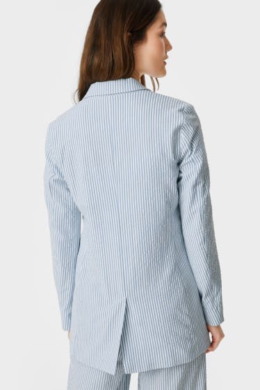 Damen - Blazer mit Schulterpolstern - gestreift - weiß / hellblau